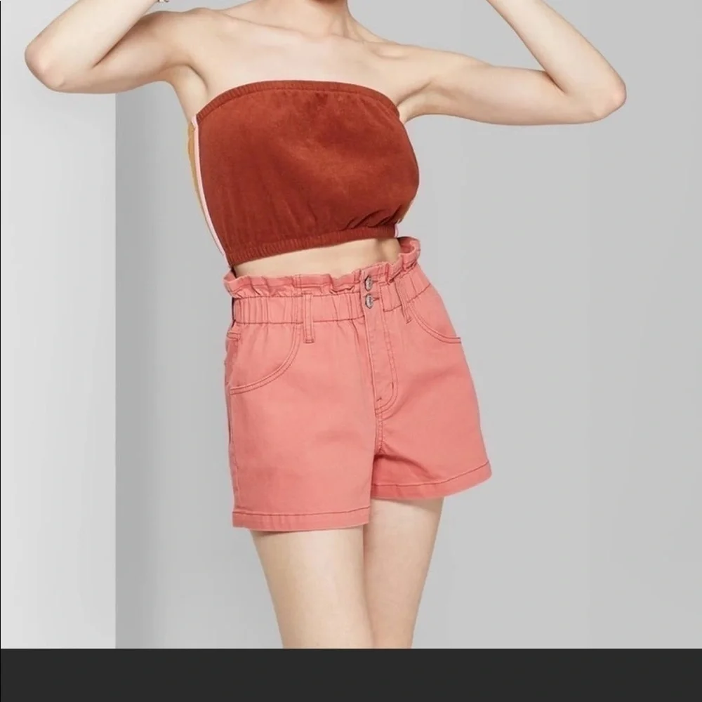 Wild Fable Paper bag High Rise Double Button Denim Shorts‎
